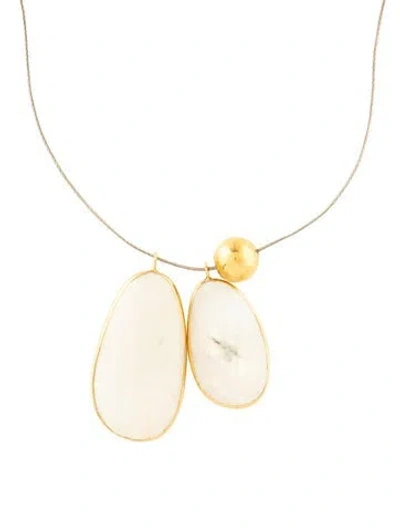 Pre-owned Pippa Small 18k Moonstone Labradorite Amulet Pendant Necklace, 35" In Multi