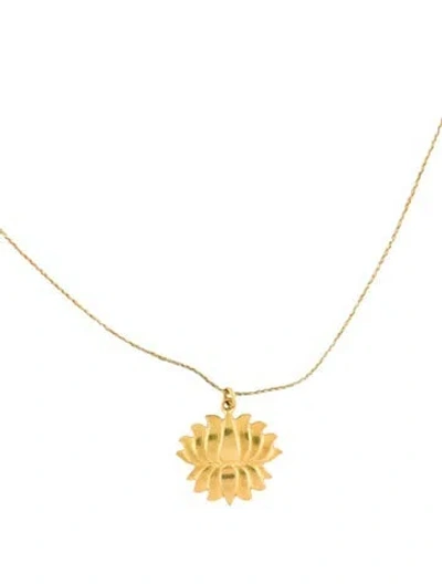 Pre-owned Pippa Small 18k Multi Petal Lotus Flower Pendant, 18" In Gold