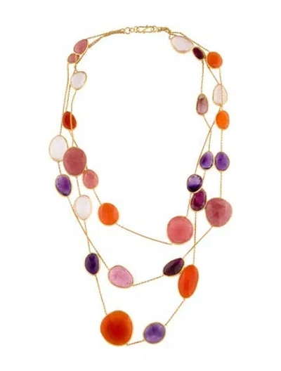 Pre-owned Pippa Small 18k Multistone Station Necklace, 18.5" In Multicolor