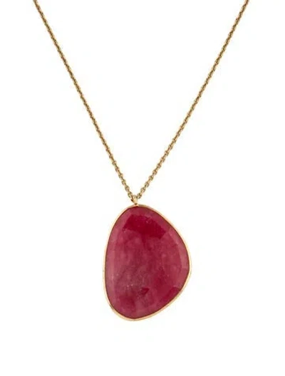 Pre-owned Pippa Small 18k Rhodonite Three Pebble Station Necklace, 20.5" In Multicolor