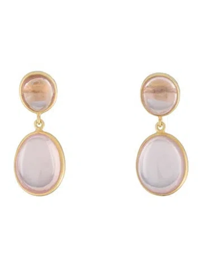 Pre-owned Pippa Small 18k Rose Quartz Double Drop Earrings In Multi