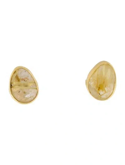 Pre-owned Pippa Small 18k Rutilated Quartz Sun's Rays Stud Earrings In Multi