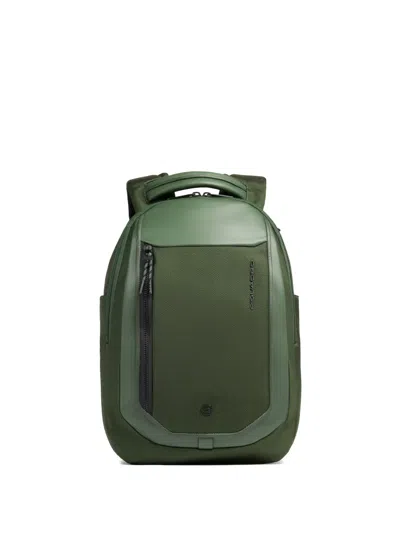 Piquadro 13.3'' Leather-panelled Laptop Backpack In Green
