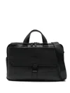 Piquadro 15,6" Leather Laptop Bag In Black