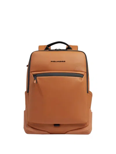 Piquadro 15,6" Zip-up Computer Backpack In Orange