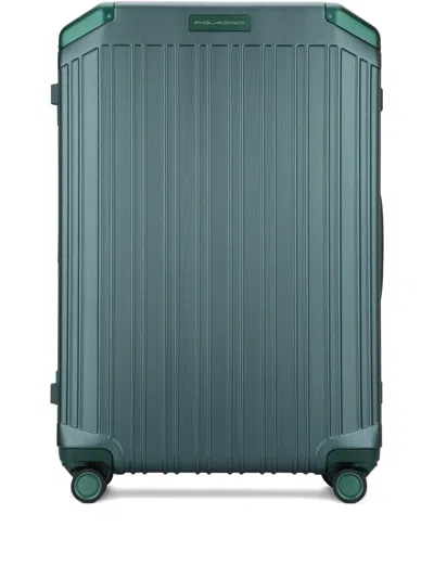 Piquadro 4 Wheel Ribbed Trolley In Green
