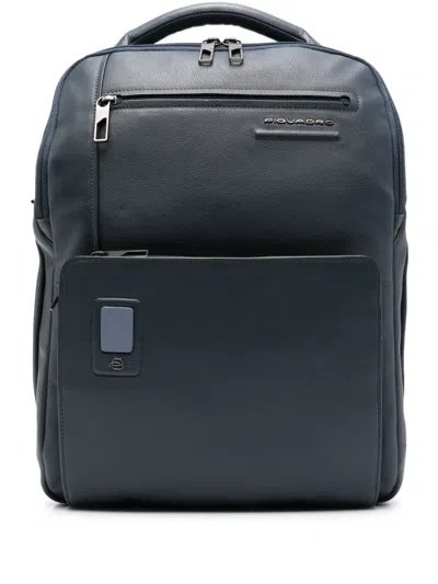 Piquadro Logo-plaque Laptop Backpack In Blue