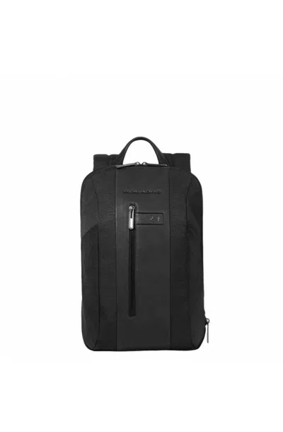 Piquadro Backpack  Brief Leather And Fabric Black - Ca6384br2-n