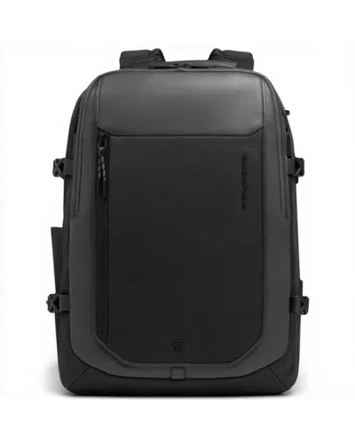 Piquadro Bagmotic Pro Unisex Black Leather And Fabric Backpack With Laptop 15.6''' And Ipad