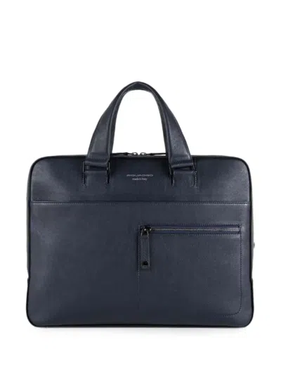 Piquadro Bavid Leather Laptop Bag In Blue