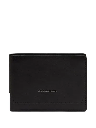Piquadro Bifold Leather Wallet In Black