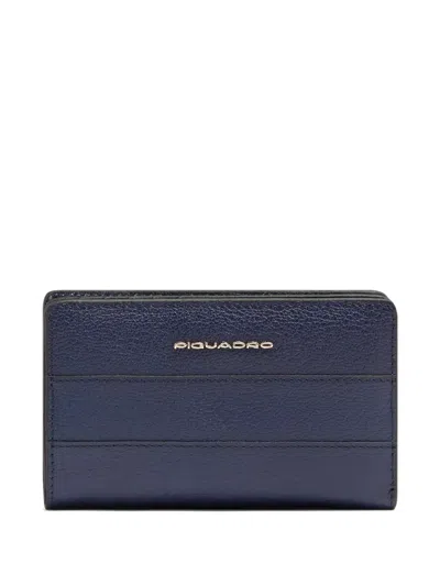 Piquadro Bifold Leather Wallet In Blue