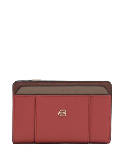 Piquadro Bifold Leather Wallet In Red