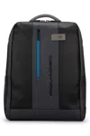 Piquadro Black Embroidered-logo Backpack In Black