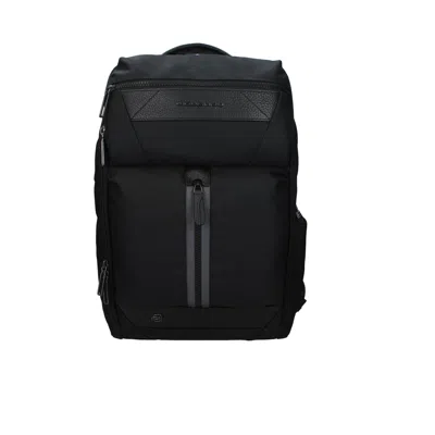 Piquadro Black Fabric Backpack In Purple