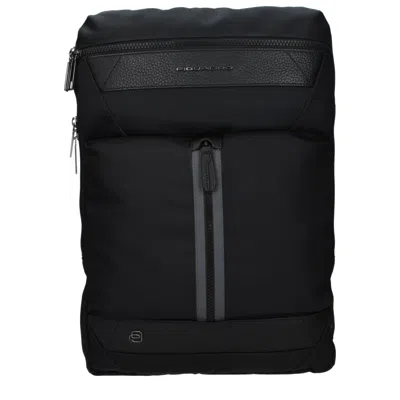 Piquadro Black Fabric Men's Backpack In Blue