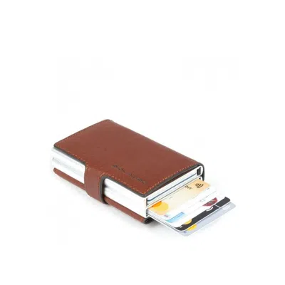 Piquadro , Black Square, Leather, Card Holder, Square Sliding System With Double Credit Card Case, Pp