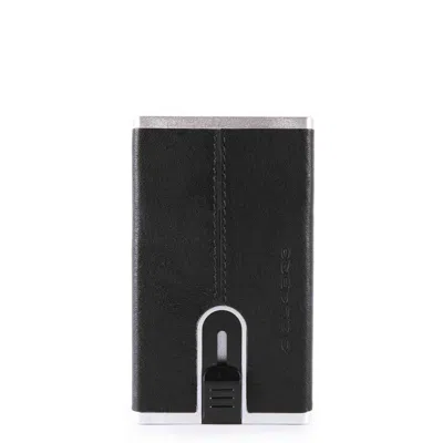 Piquadro , Black Square, Leather, Wallet, Square Sliding System With Compact For Banknotes, Pp4891b3r