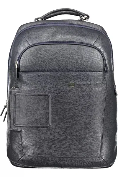 Piquadro Blue Nylon Backpack In Black