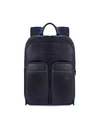 Piquadro , Blue Square, Leather, Backpack, Blue, Laptop Compartiment, Ca5575b2v, For Men Gwlp3 In Black