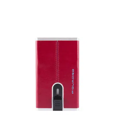 Piquadro , Blue Square, Leather, Card Holder, Square Sliding System, Pp4825b2r-r, Red, For Men Gwlp3
