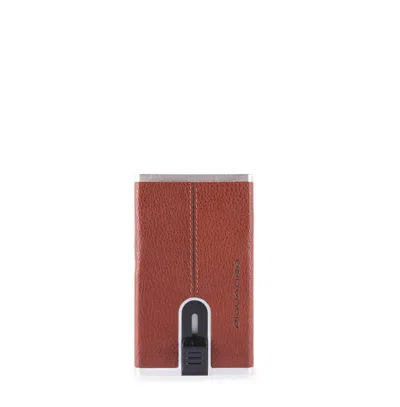 Piquadro , Blue Square, Leather, Card Holder, Square Sliding System, Pp4891b3r, Brown, For Men Gwlp3