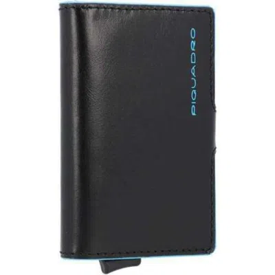 Piquadro , Blue Square, Leather, Card Holder, Square Sliding System With Compact For Banknotes, Pp564 In Black