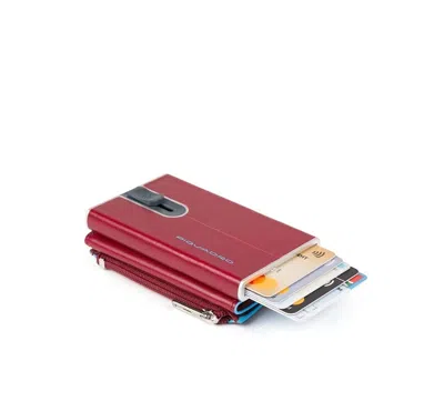 Piquadro , Blue Square, Leather, Card Holder, Square Sliding System With Zipped Coin Pocket, Pp5359b2