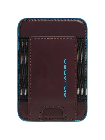 Piquadro Blue Square Leather Magsafe Cardholder In Pink