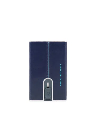 Piquadro , Blue Square, Leather, Wallet, Square Sliding System With Money Clip, Pp5358b2r-blu2, Blue,