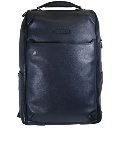 Piquadro Blue Zaino Viaggio Structured Pebbled Backpack