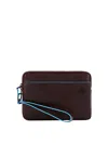 Piquadro Leather Clutch Bag In Marrón