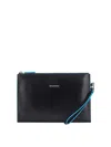 Piquadro Leather Clutch Bag In Negro