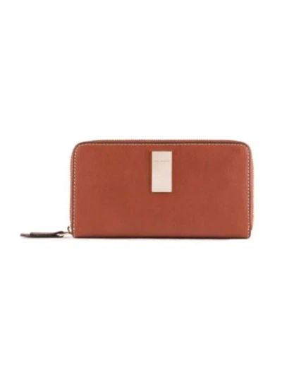 Piquadro Brown Leather Wallet In Burgundy