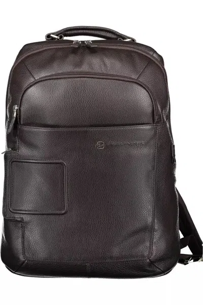 Piquadro Brown Nylon Backpack In Black