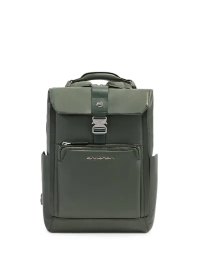 Piquadro Buckle-fastening Leather Backpack In Green