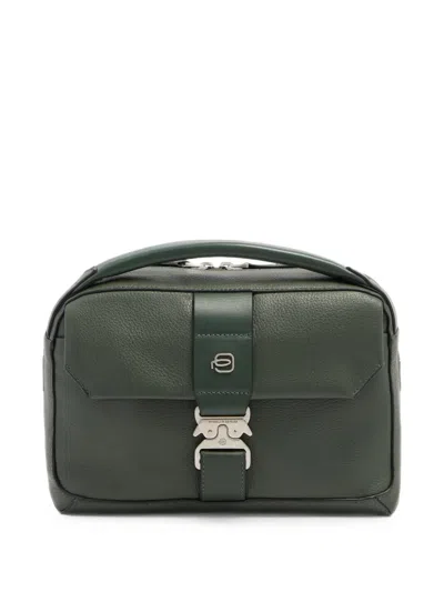 Piquadro Buckle-fastening Leather Tote Bag In Green
