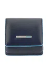 Piquadro Button-fastening Leather Wallet In Blue