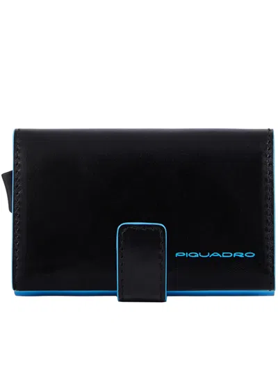 Piquadro Metal Card Holder In Blue