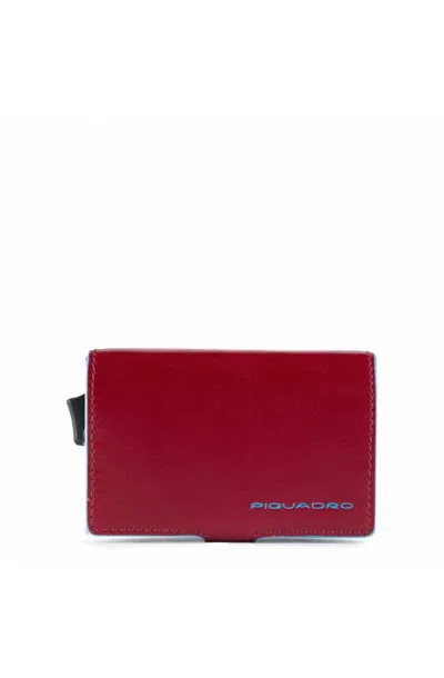 Piquadro Card Holder  Blue Square Red Leather - Pp5472b2r-r