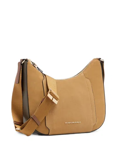 Piquadro Circle Logo-plaque Shoulder Bag In Brown