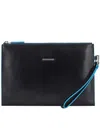 Piquadro Leather Clutch Bag In Black