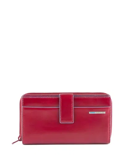 Piquadro Coin Leather Wallet In Red