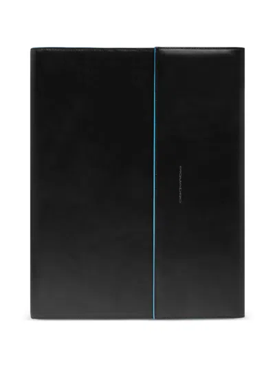 Piquadro Contrast-stitch Leather Clipboard In Green