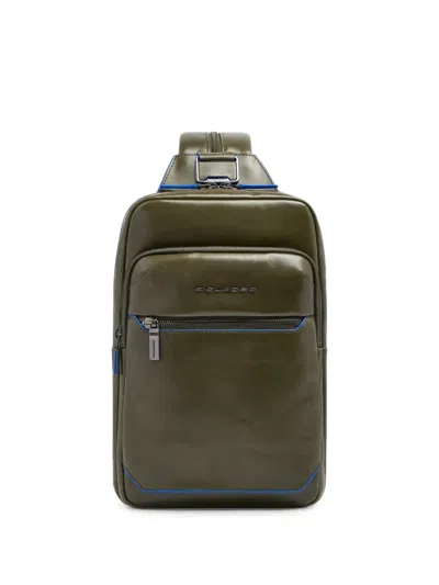 Piquadro Convertible Leather Sling Bag In Green