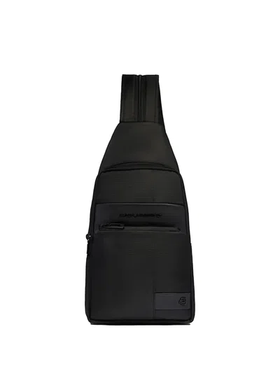Piquadro Convertible Leather-trim Sling Bag In Black