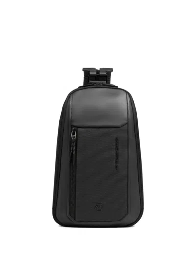 Piquadro Convertible Leather-trim Sling Bag In Black