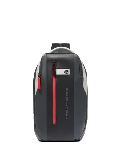 Piquadro Convertible-backpack Leather Sling Bag In Black