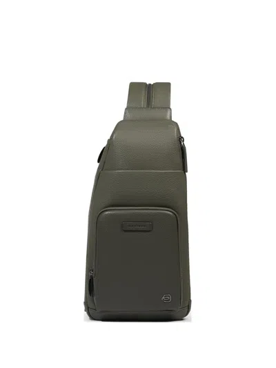 Piquadro Convertible-backpack Leather Sling Bag In Green