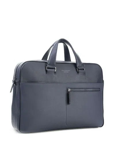 Piquadro David Grained-leather Briefcase In White